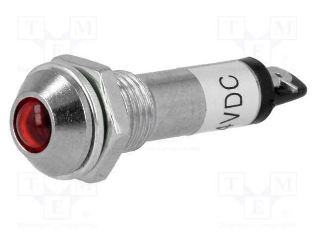 Luz Indicadora: Led, Convexa, Vermelho, 24vdc, 8,2mm, Ip40, Metal