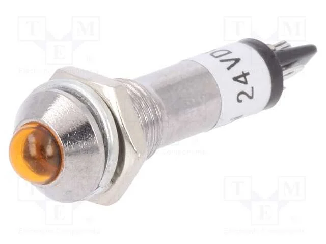 Luz indicadora: LED, convexa, laranja, 24VDC, 8,2.