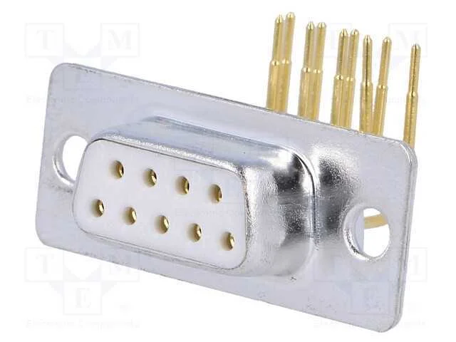 D-Sub, PIN: 9, tomada, fêmea, para PCB, angulares.