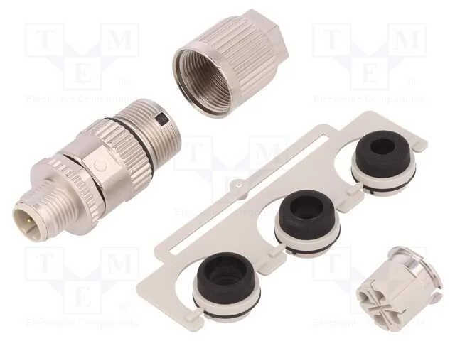 Ficha, M12, Macho, Código D-Ethernet, com Cabo, Ip65,Ip67, Simples