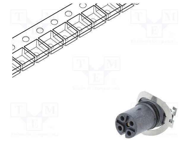 Tomada, M12, Pin: 5, Fêmea, Código A-Devicenet / Canopen, para Pcb