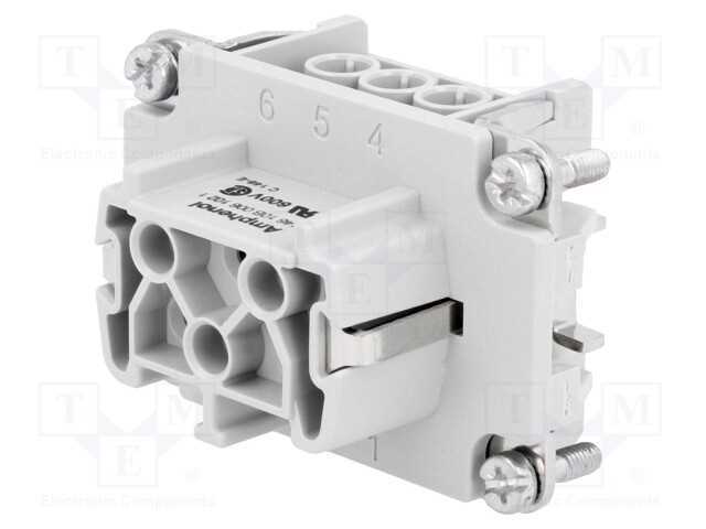 Conector: Hdc, Inserto de Contatos, Fêmea, C146, Pin: 6, 6+Pe, 22a
