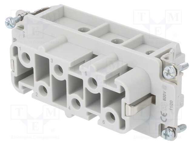 Conector: Retangulares, Fêmea, 400v, 41a, Pin: 6, Sistema: 6+Pe