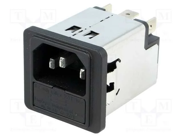 Conector: de alimentação, tomada, macho, 6A, 250V.