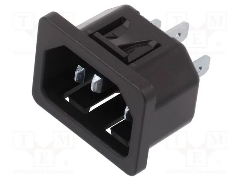 Conector: de alimentação, tomada, macho, 10A, 250.