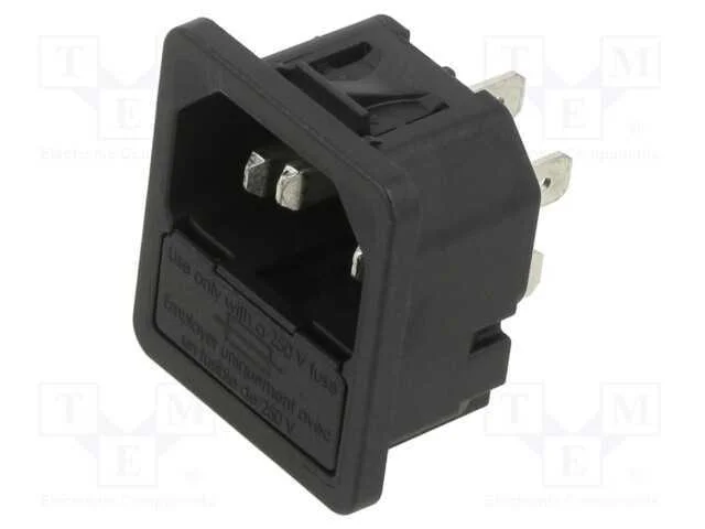 Conector: de alimentação, tomada, macho, 10A, 250.