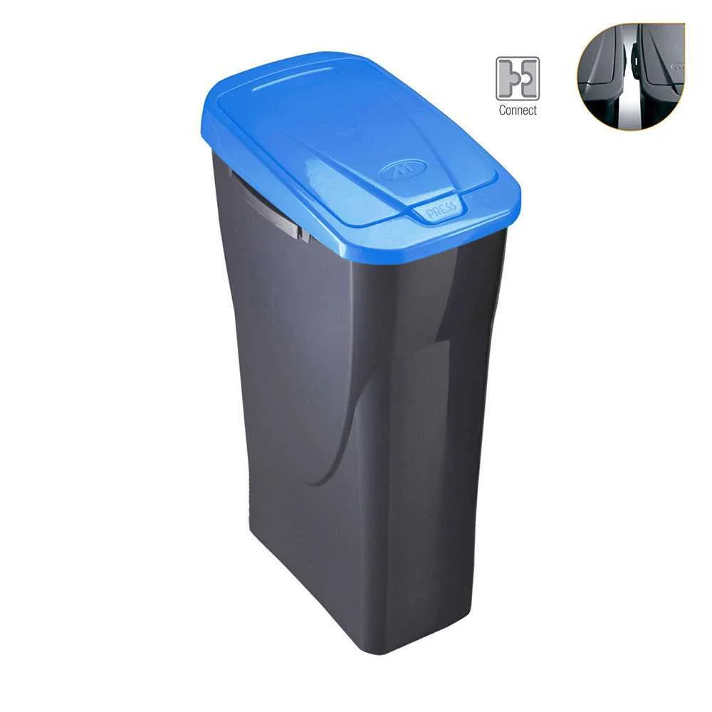 Balde de 25 Litros Ecobin com Tampa de Cor Azul 21,5x36x51cm Mondex
