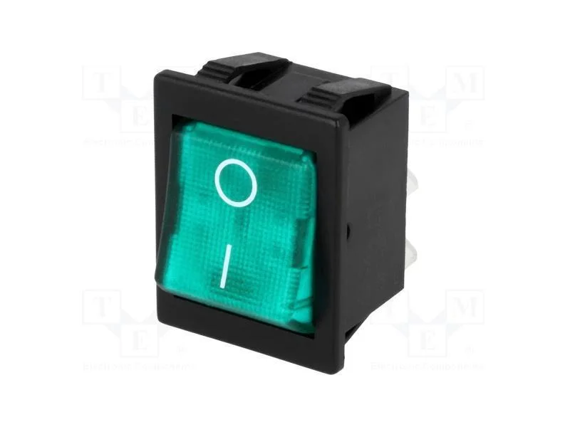 ROCKER, DPST, Pos: 2, ON-OFF, 16A/250VAC, 20A/28V.