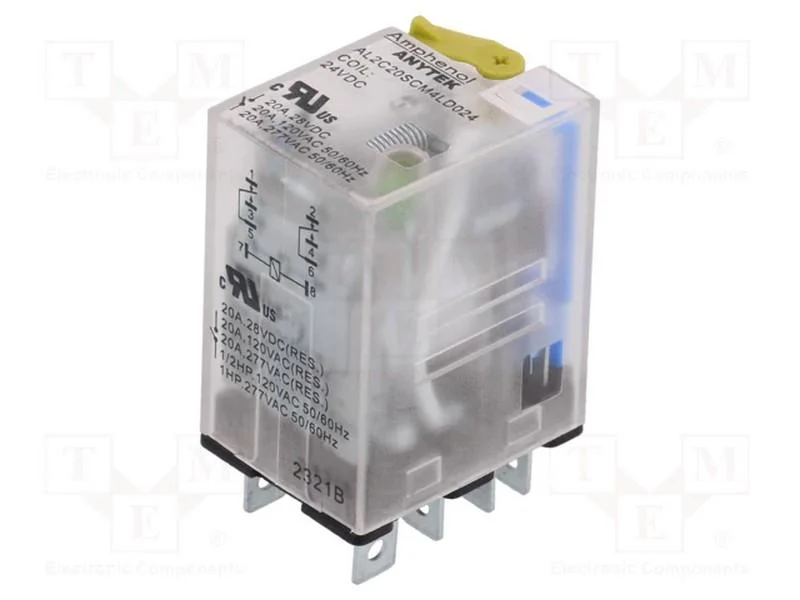Relé: electromagnéticos industriais, DPDT, 24VDC,.