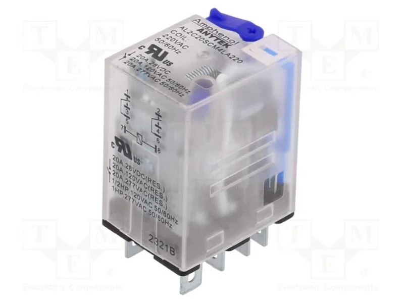 Relé: electromagnéticos industriais, DPDT, 220VAC.