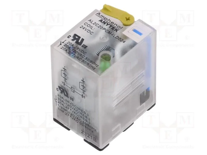 Relé: electromagnéticos industriais, DPDT, 24VDC,.