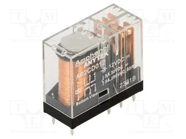 Relé: Eletromagnético de Potência, Dpdt, Ubobina : 12vdc, 5a, Pcb