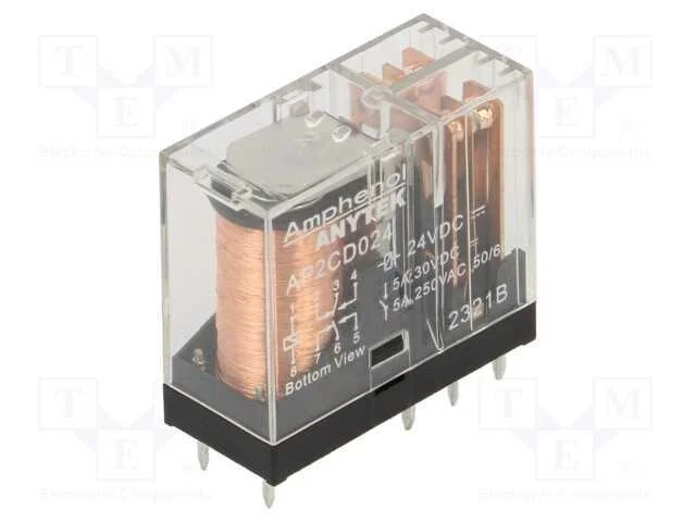 Relé: Eletromagnético de Potência, Dpdt, Ubobina : 24vdc, 5a, Pcb