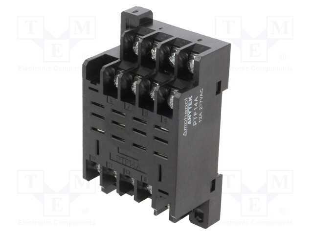 Base, Pin: 14, 12a, 277vac, para Trilho Din, Terminais de Parafuso