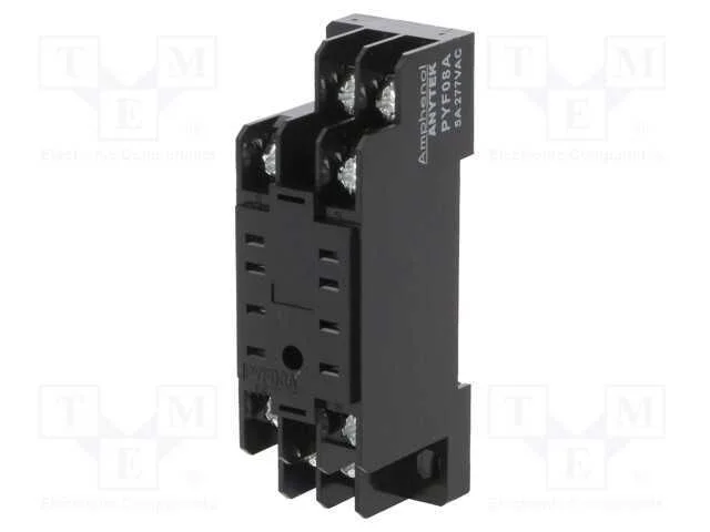 Base, PIN: 8, 5A, 277VAC, para trilho DIN, termin.