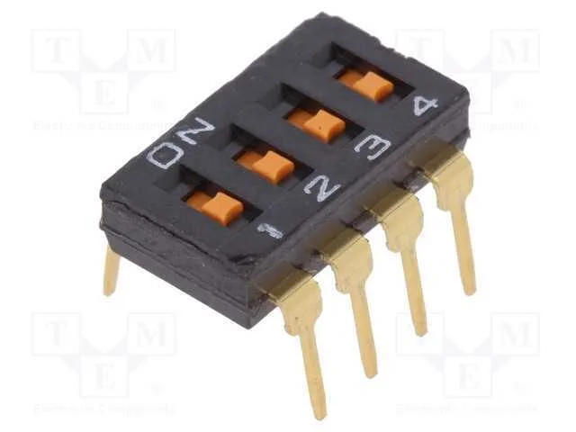 Interruptor: Dip-Switch, Quantidade de Secções: 4, On-Off, Pos: 2
