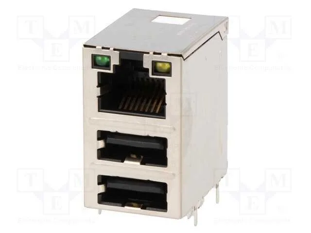 Tomada, Rj45 + Usb A, Tht, Pin: 8, Angulares, Sistema: 8p8c