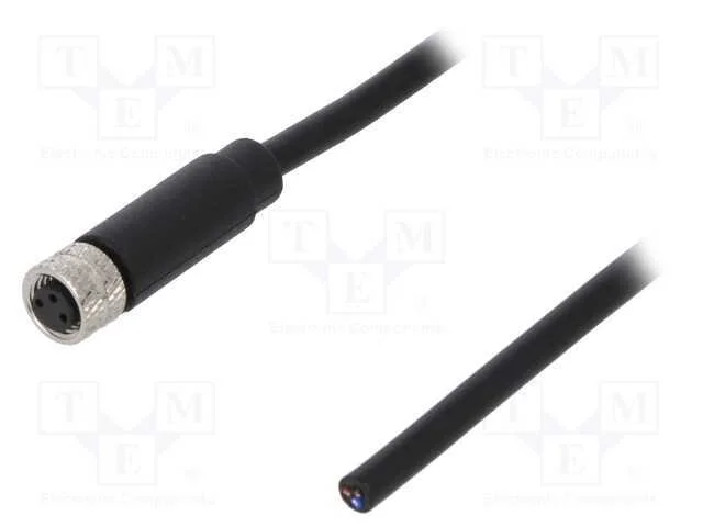 Conector: M8, Fêmea, Pin: 3, Simples, com o Anel Protetor,Com Cabo