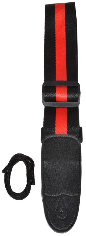 Correia para correia de guitarra preta e vermelha