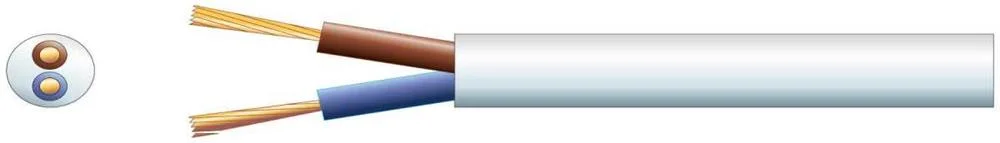 2 Core Round Mains Pvc, 2 X 24/0.2mm, 6a, 5.8mmã, White, 100m