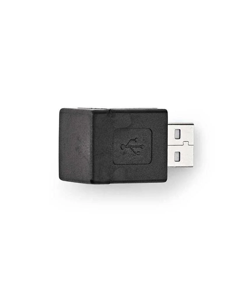 Adaptador Usb-A | Usb 2.0 | Usb-A Macho | Usb-A Fêmea | 480 Mbps | Redondo | Niquelado | Pvc | Preto