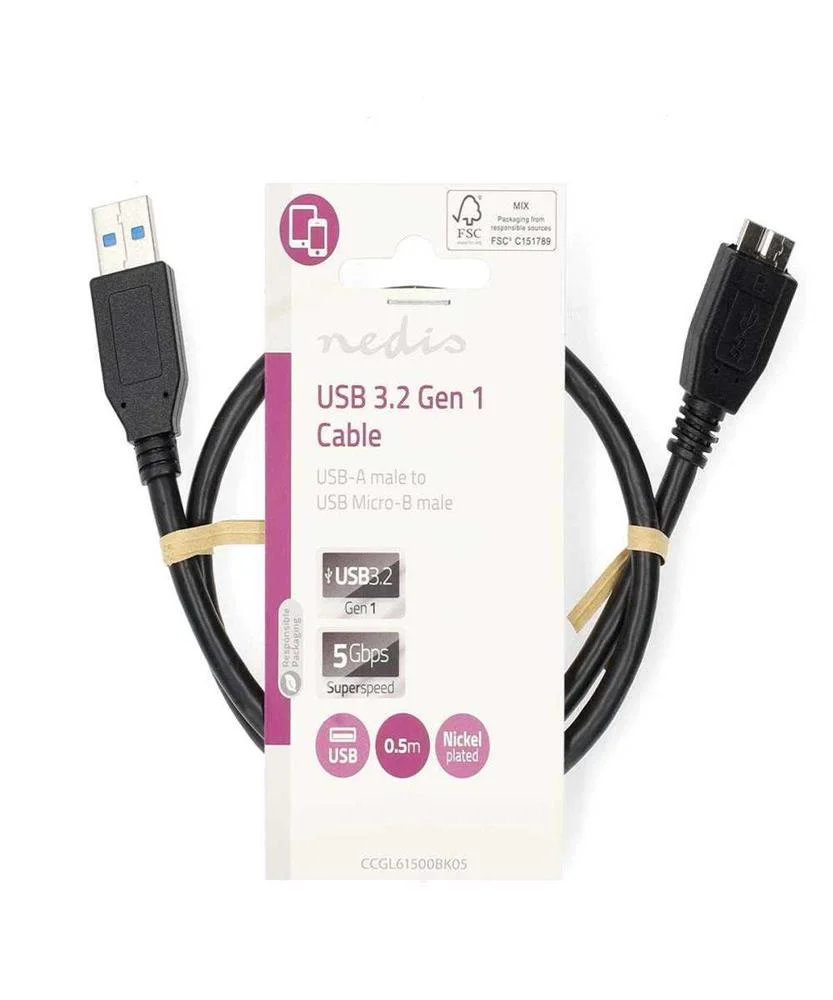 Cable Usb  Usb 3.2 Gen 1  Usb-A Macho  Usb Micro-.