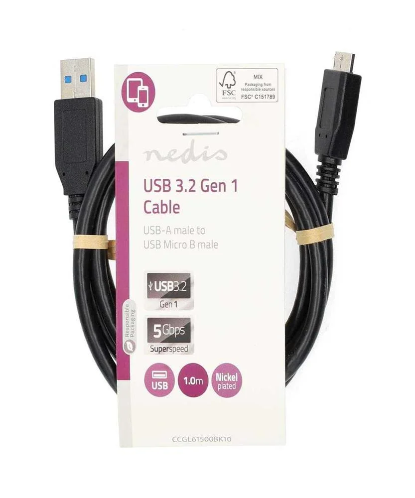 Cable Usb  Usb 3.2 Gen 1  Usb-A Macho  Usb Micro-.