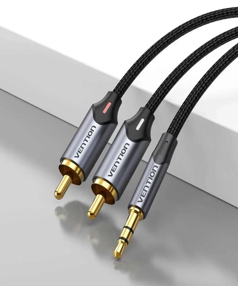 2xrca Cable (Cinch) Jack To 3.5mm Vention Bcnbi 3m (Grey)
