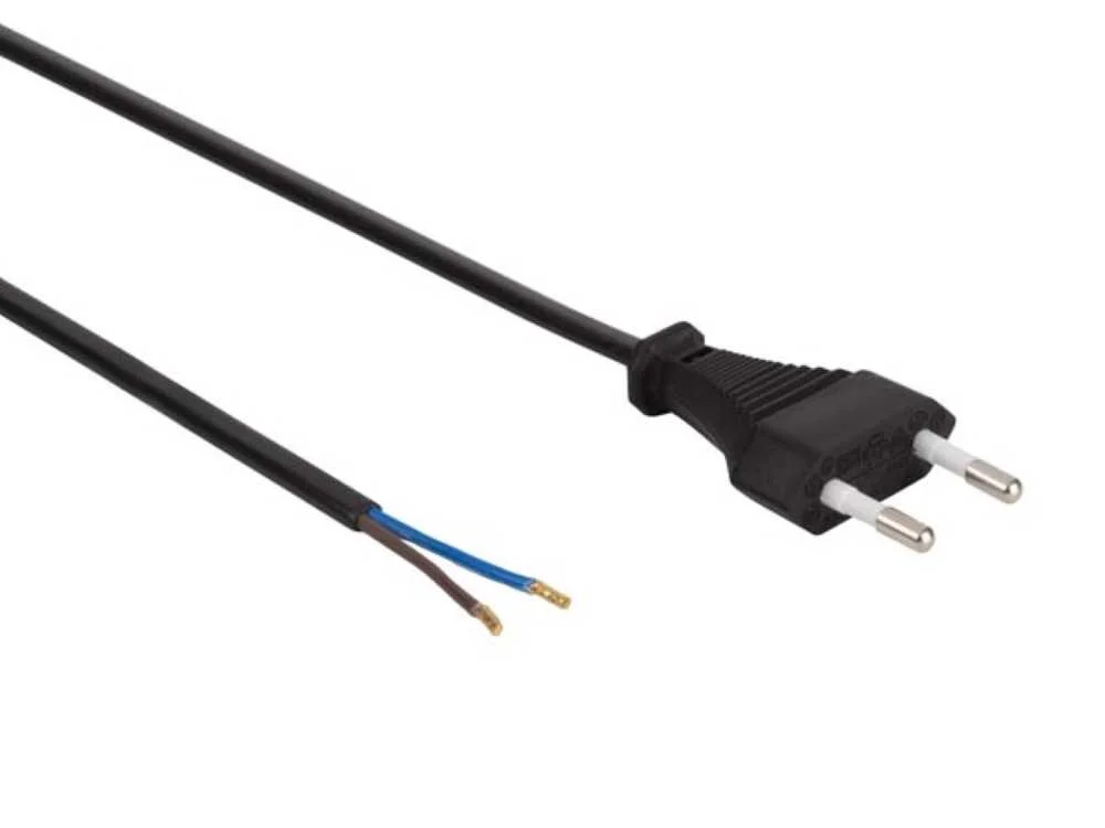 Cabo de Alimentação Preto Cee 7/16 "Europlug"+ Extremidades L=1.8 M H03vvh2-F 2g0.75 Mm²