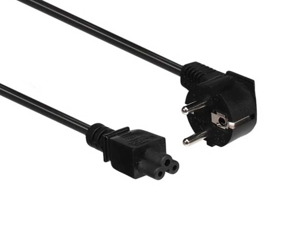 Cabo de Alimentação Preto Cee 7/7 90° + C5 L=1.8 M H05vv-F 3g0.75 Mm²