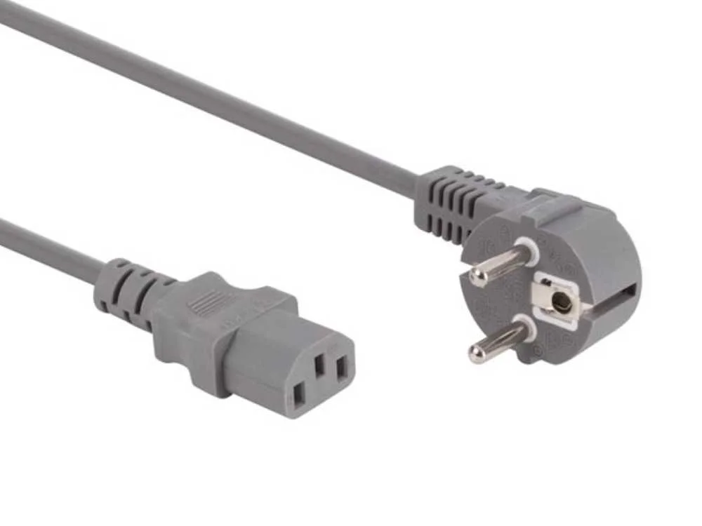 Cabo de Alimentação Cinzento Cee 7/7 90° + C13 L=3.0 M, 3g1.0 Mm²