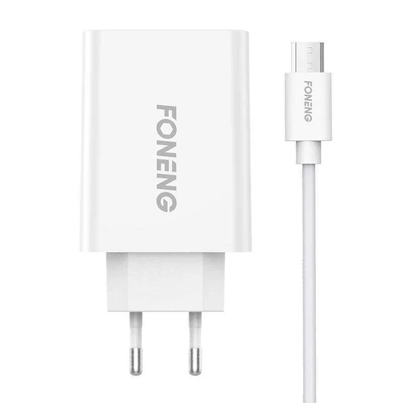 Carregador rápido Foneng 1x Usb Eu43 + Cabo Micro.