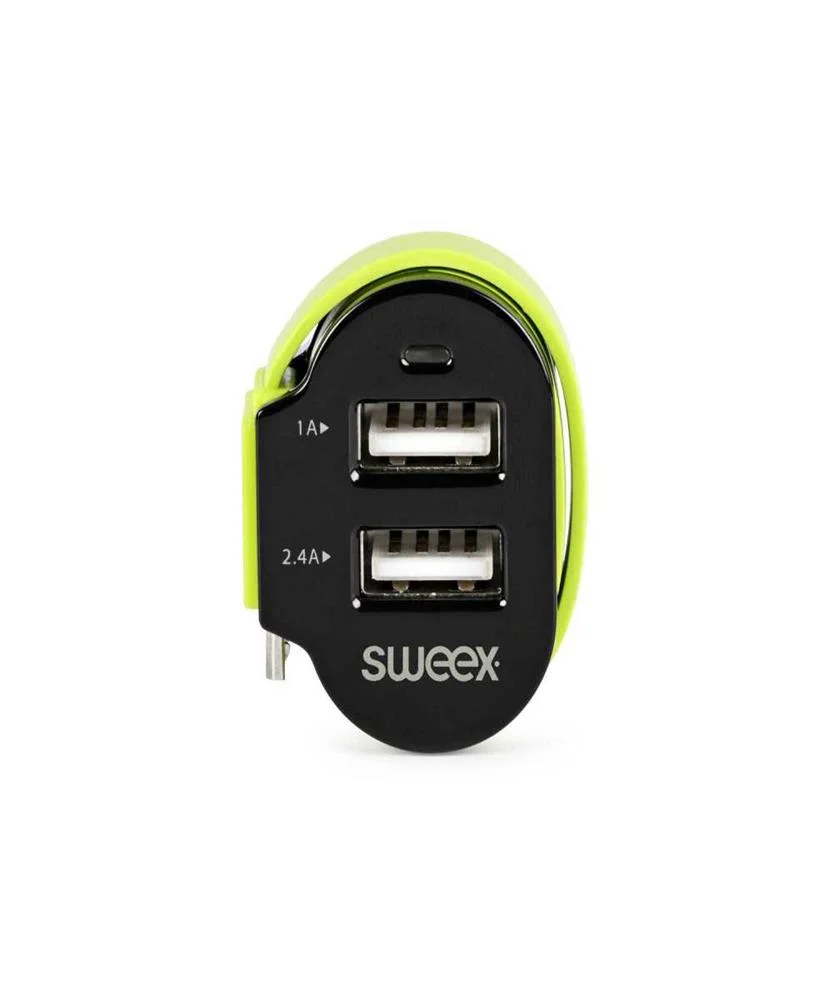 Cargador de Coche 3-Salidas 6 a 2 X Usb / Micro Usbpreto/Verde