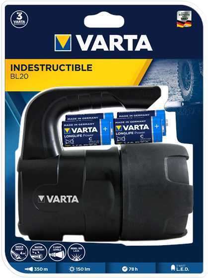 Varta Taschenlampe Indestructible Light Bl20 Pro    6aa