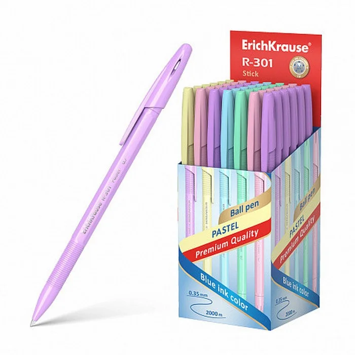 Caneta Esferográfica R-301 Pastel Stick 0.7, Cor da Tinta Azul Erich Krause 55387