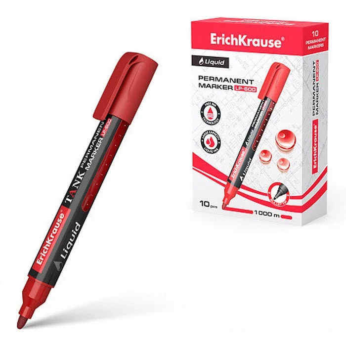 Marcador Permanente com Tinta Líquida Lp-600 Tinta Vermelha Erich Krause 48771