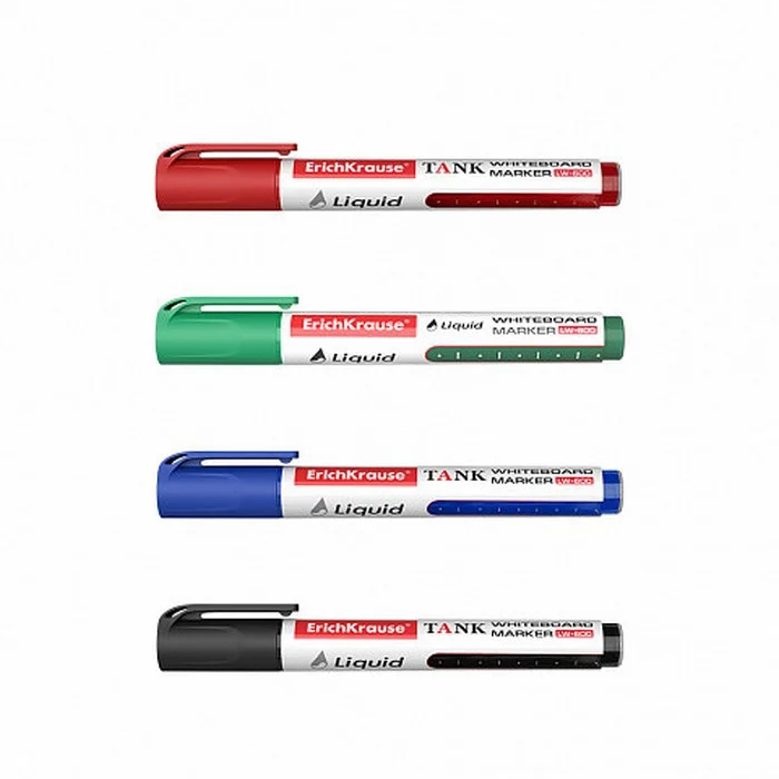 Conjunto de 4 Marcadores de Quadro Branco - Lw-600 Preto, Azul, Vermelho, Verde Erich Krause