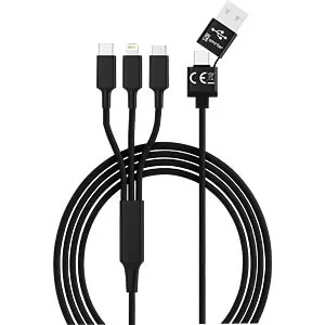 Cabo de Carregamento Smrter Hydra Ultra 5in1 Nylon, 120cm, Preto
