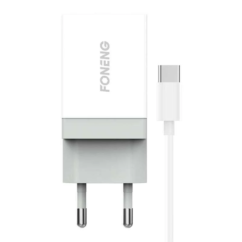 Carregador rápido Foneng 1x Usb K210 + Cabo Usb T.