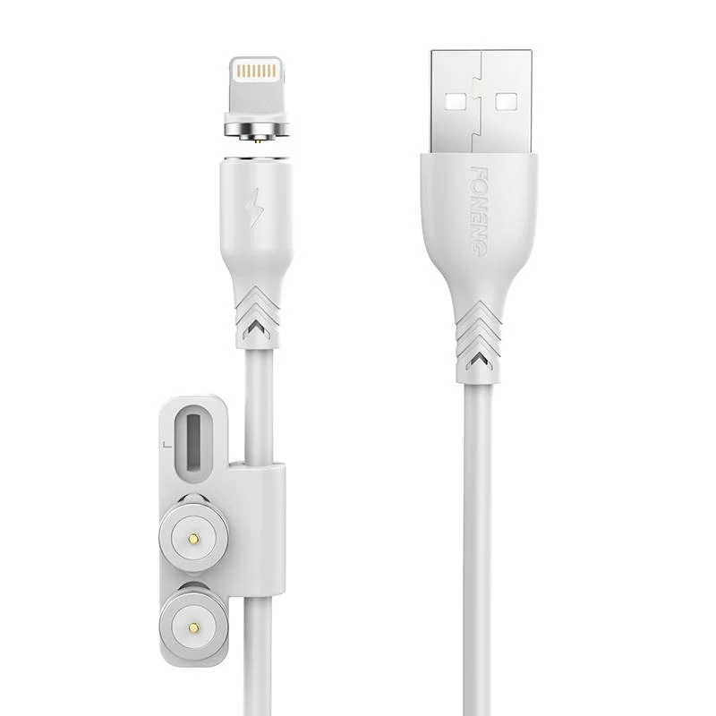 Foneng X62 Magnetický Kabel 3v1 Usb Na Usb-C / Lightning / Micro Usb, 2,4 A, 1 M (Bílý)