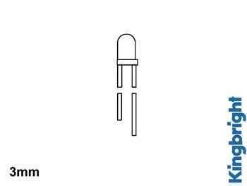 Lâmpada LED padrão de 3 mm Amarela Difusa