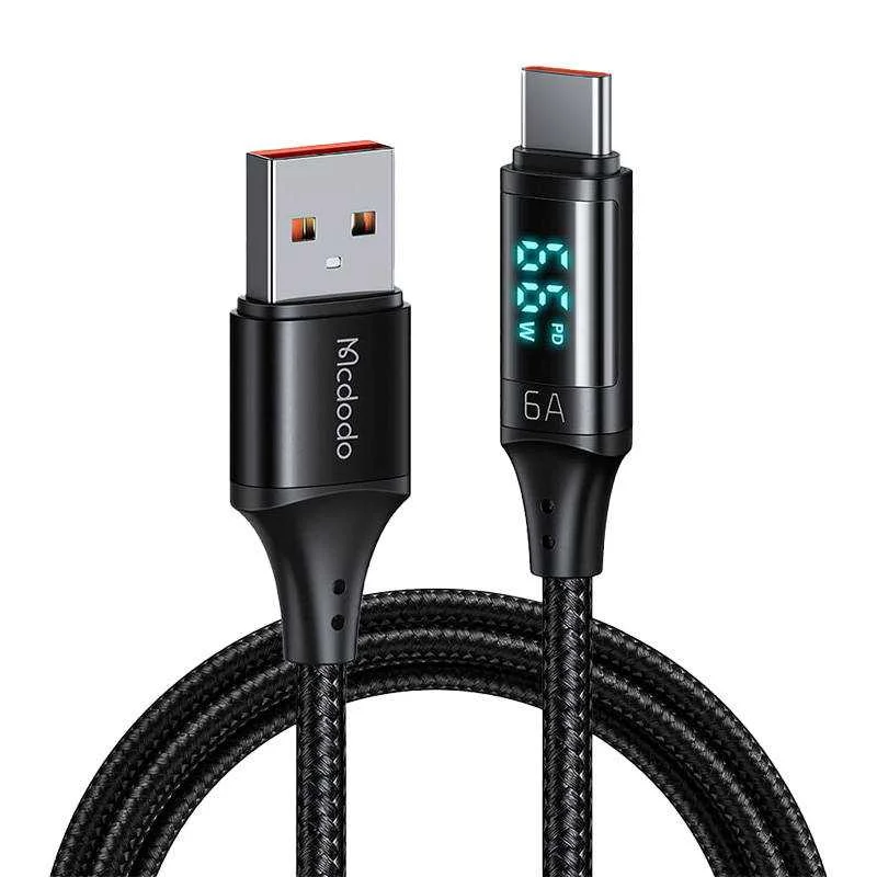 Cabo USB para USB-C Mcdodo CA-1080 com ecrã , 66W.