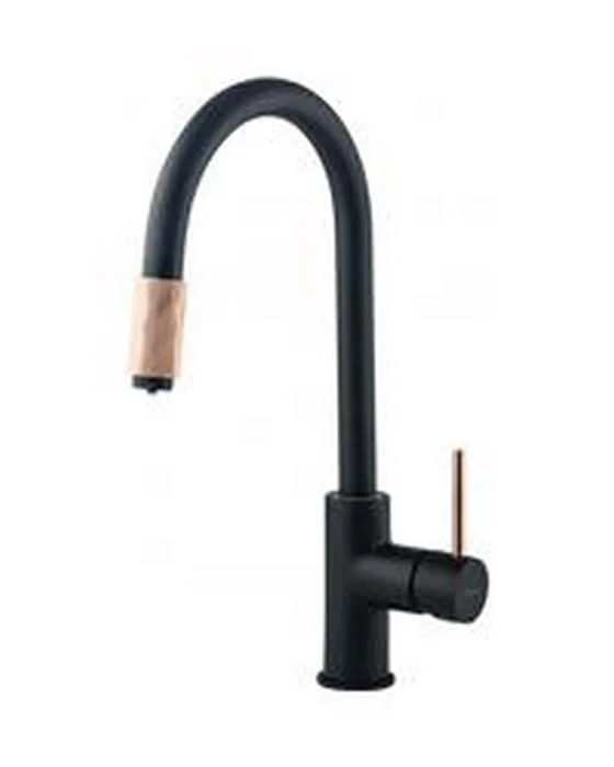 Kitchen Mixer With Swivel Spout And Connection To Water Filter Deante Black Copper Aster