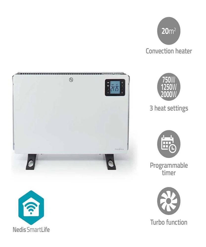Smartlife Wi-Fi 2000w Convection Heater (White) - Nedis