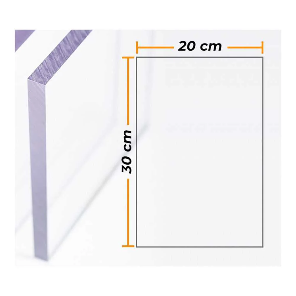 Placa Policarbonato Transparente 4mm - 20x30cm