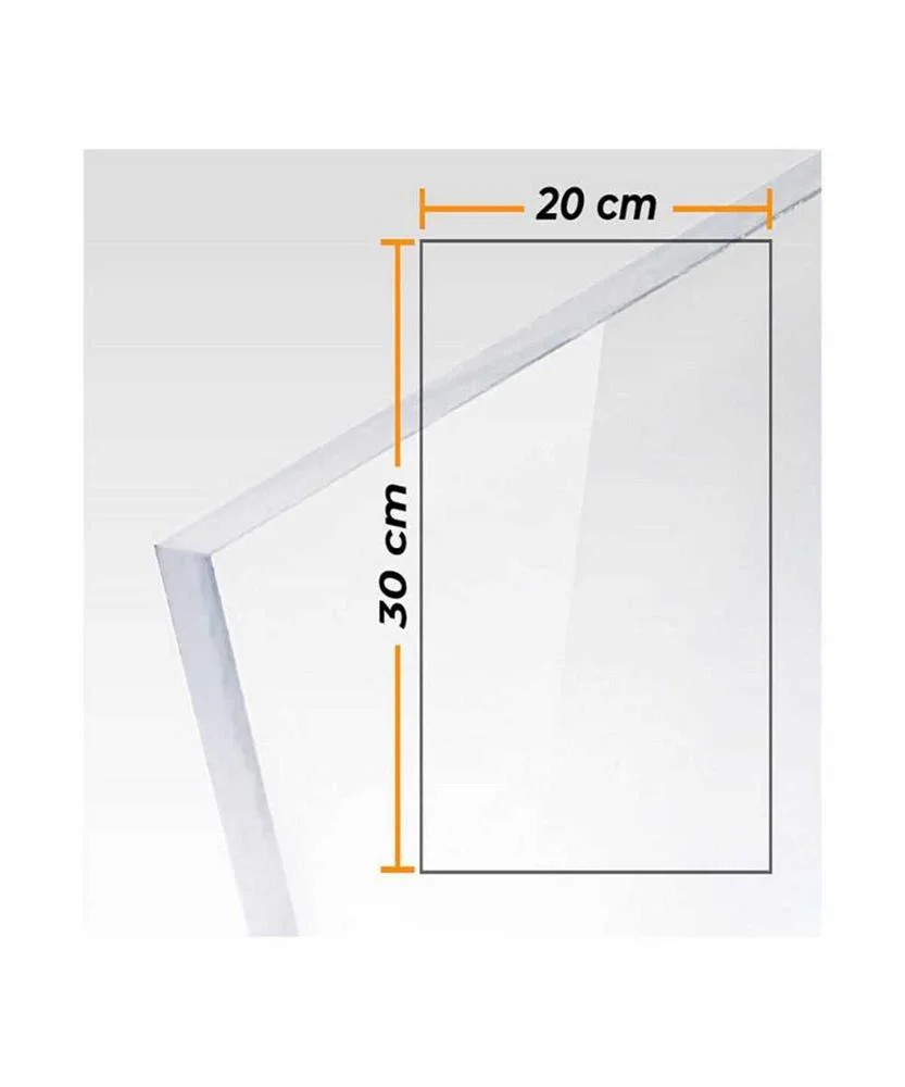 Placa Metacrilato Transparente Colada 3mm - 20x30cm.