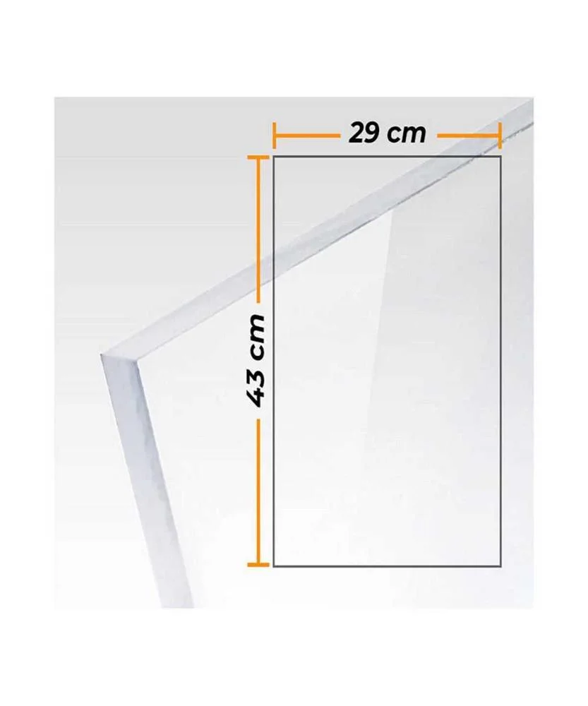 Placa Metacrilato Transparente Colada 3mm - 29x43cm.