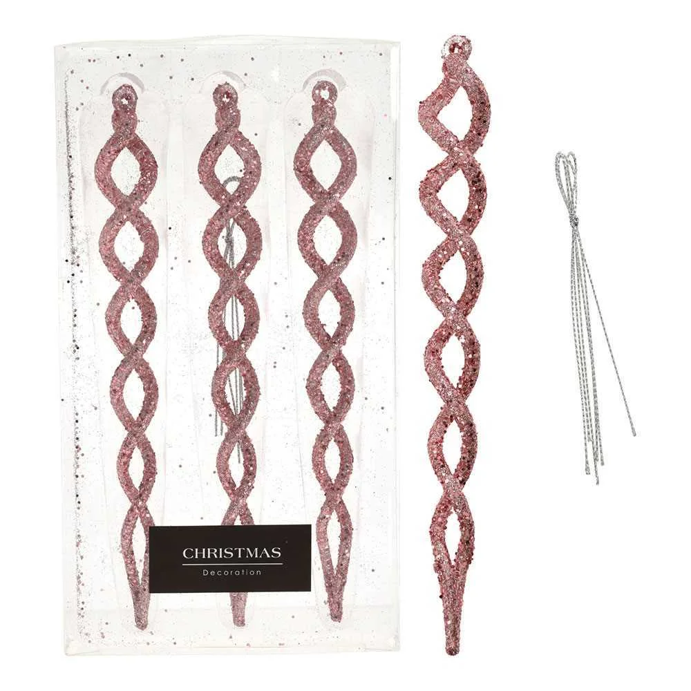 Kit 3 Unid. Enfeite Espirais Brilhantes Rosa