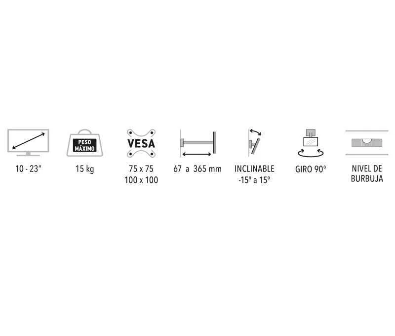 Suporte de Tv para Tv Led/Tft de 10" a 23" com Inclinação