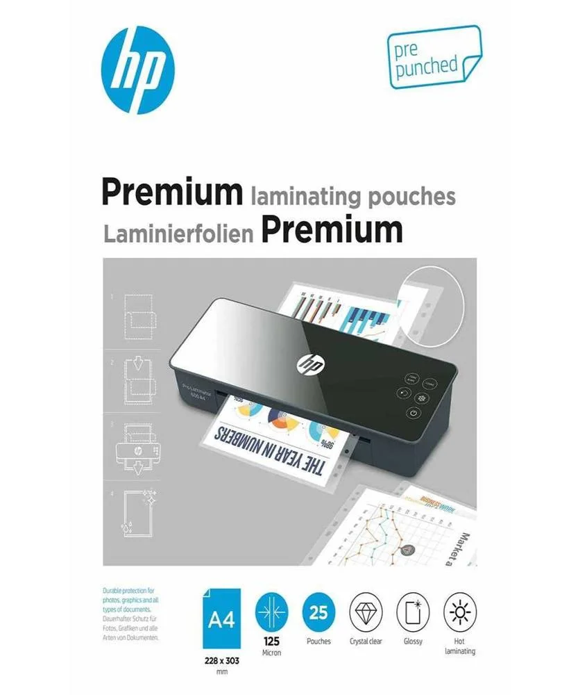 Hp Laminierfolien Premium A4 125 Micron  25x Mit Lochung